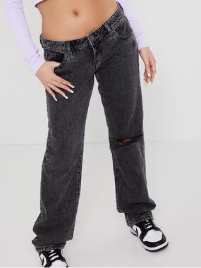 Garage Black Low Rise Straight Jeans